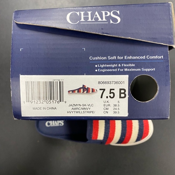 xSOLD Chaps JAZMYN Red White & Blue Comfort Slide On Sneakers, Stripe, Slip-On, - Picture 4 of 6